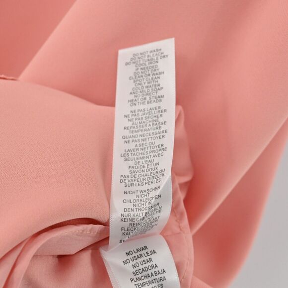 AIDAN MATTOX Dress Womens Size 14 Flutter Sleeve Embellished Beaded Sheath Peach - Picture 12 of 14